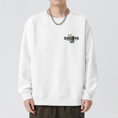 圆领长袖 上衣服 外穿帅气潮流重磅打底衫 男春秋季 宽松休闲t恤大码