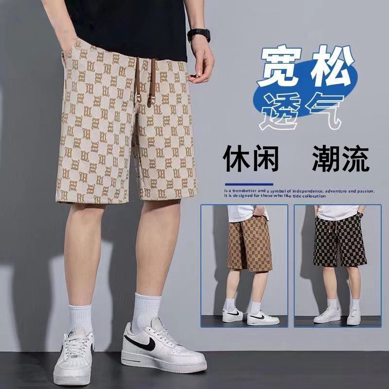 外贸出口短裤男士夏季薄款宽松百搭休闲中裤大码透气印花五分裤子