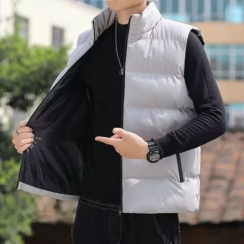 工作服男装羽绒马甲秋冬季运动大码无袖夹克潮流百搭宽松坎肩开衫