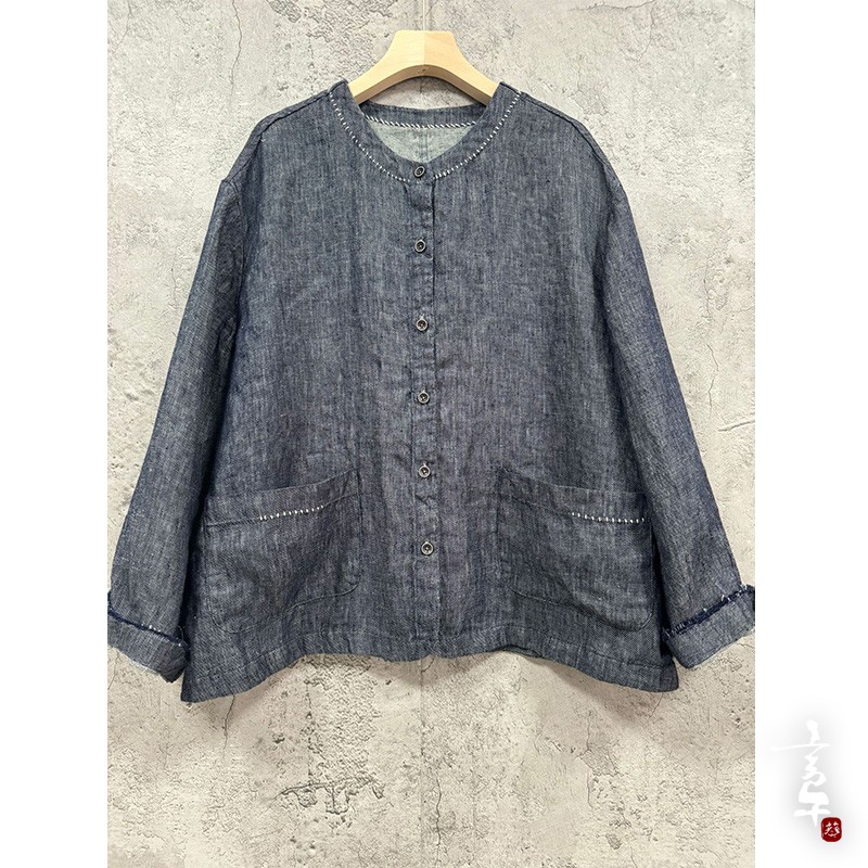 言午葵汉麻色织砂洗宽松