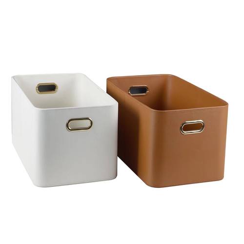 homesup卧室轻奢皮质收纳筐储物