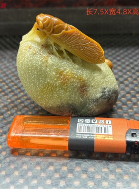 奇纹石鸡血石XK1280手工老青田封门黄金耀俏雕一鸣惊人石雕小摆件