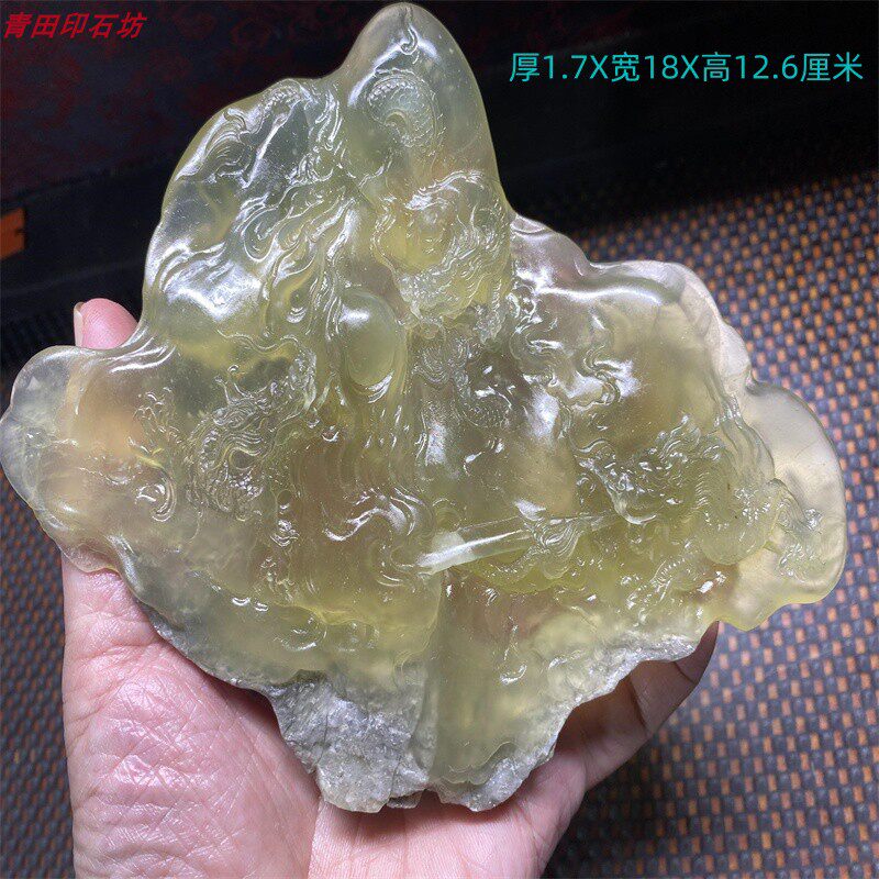鸡血石巴林寿山观赏石XK1216手工绝产老青田岩门晶雕龙石雕小摆件