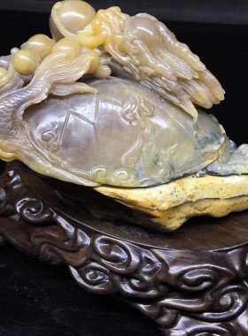青田石印章寿山芙蓉石四川绿X705手工精品老巴林牛角冻石雕小摆件