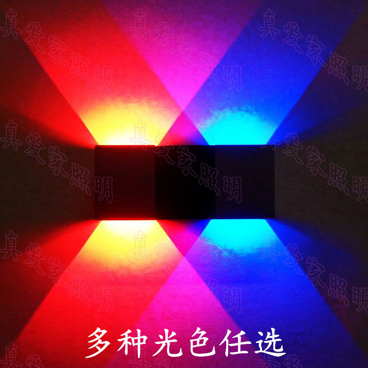 简约 现代 双头LED壁灯方形 卧室床头墙灯走廊过道灯 酒吧KTV彩灯