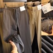 舒爽轻盈 直筒休闲裤 吸湿排汗 纯色松紧腰时尚 秋季 出U品订单