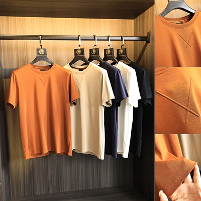 [丝绸般的光泽感]短袖T恤衫