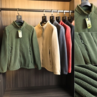 双面摇粒绒面料！设计师款！秋冬男士加绒加厚保暖抓绒衣立领夹克