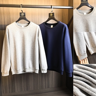 常年合作口碑线！超值！秋季男士纯色棉质亲肤透气圆领长袖卫衣潮