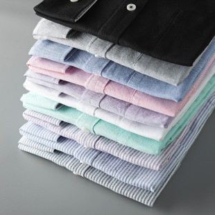 控春季 新款 衬衫 纯色经典 长袖 条纹 轻商务男士 客供水洗棉面料 男士