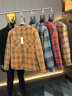 格子加厚珊瑚绒翻领宽松休闲衬衫 加绒加厚 男士 冬季 格纹控BI入