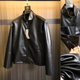 男士 2025年春季 立领宽松百搭PU皮皮衣潮 高端生态皮 走西班牙订单