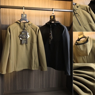 户外货 纯色户外运动吸湿透气锁温连帽休闲卫衣男 针织弹力 秋季