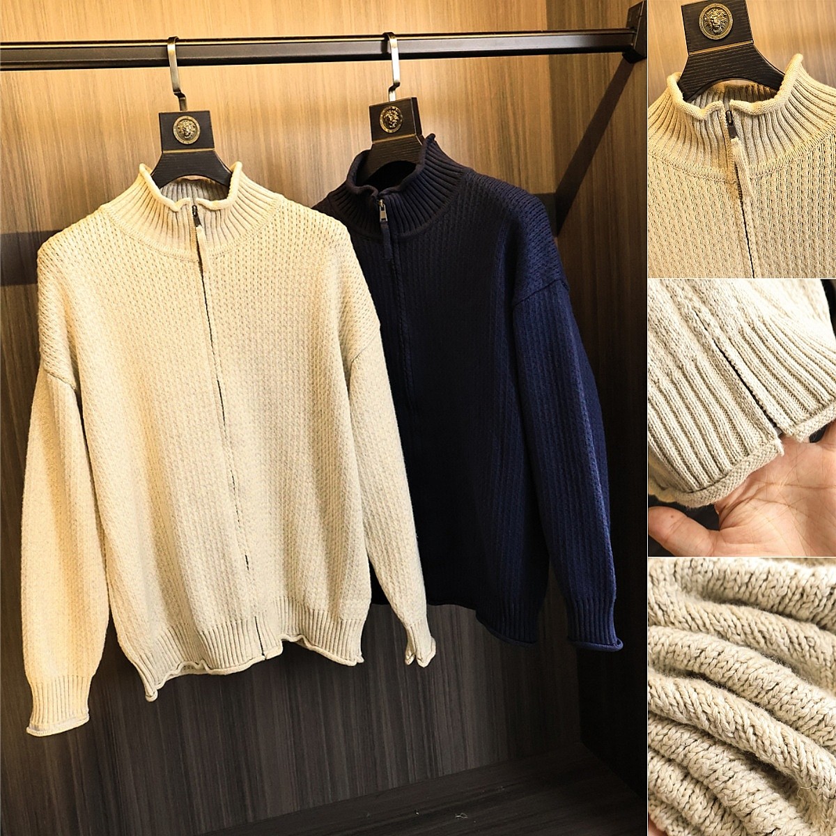 麻花编织工艺！稀罕货！秋冬男士纯色高克重百搭立领针织衫开衫潮