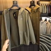 复合软壳 户外加绒连帽夹克外套 3M印花时尚 方格抓绒层 秋冬男士