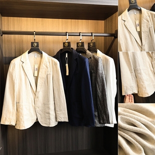 少量亚麻！高端线！秋季男士日常通勤透气平驳领商务休闲西服