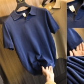 炒鸡细腻丝光针织 POLO衫 夏季 纯色百搭翻领潮流短袖 男士 轻奢线