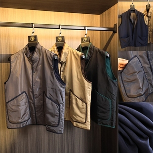 纯色百搭宽松无袖 重磅牛货 秋季 马甲 坎肩外套背心男 两面穿中式