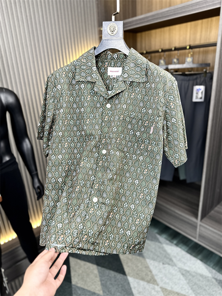 柜700+~稀缺本草纲目印花~夏季时尚古巴领舒适透气休闲短袖衬衫男