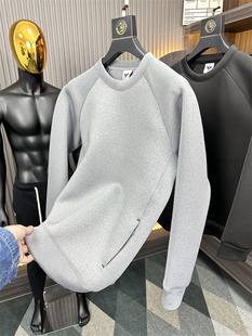柜299 纯色高弹力高克重圆领长袖 空气层 春秋男士 卫衣 速干 U品