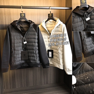 层次拼接感!高蓬松!秋冬男士纯色压胶充绒90绒子连帽羽绒服外套