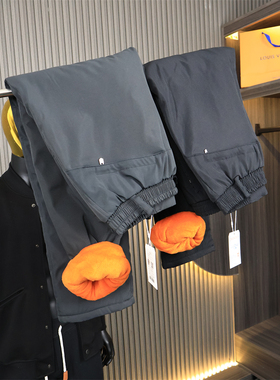 弯刀裁剪！赤橙色内胆绒布！冬季户外三防男士保暖直筒休闲裤长裤