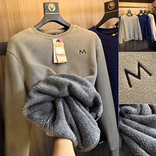 一件过冬系列！摇粒绒+仿羊羔绒！秋冬男士M刺绣圆领加绒保暖卫衣