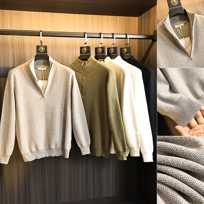 设计师款！美式复古半拉链针织衫