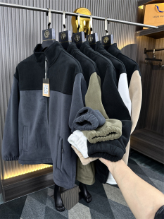 撞色！这是澳绒！炒鸡保暖！秋冬男士拼色立领加绒暖和摇粒绒夹克