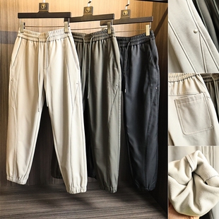 弯刀立体裁剪束脚显瘦百搭休闲裤 秋冬男士 潮 加绒加厚 满分卫裤