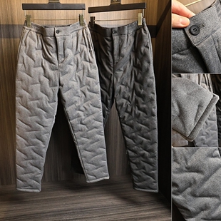 纯色无缝压胶充绒直筒羽绒内胆 秋冬男士 内搭羽绒裤 高端保暖层