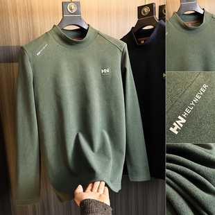 定织德绒面料~亲肤保暖!秋冬吸湿透气保暖时尚圆领打底T恤衫男潮