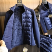 复合泰迪绒 秋冬男士 拼接针织时尚 压胶90绒 经典 百搭立领羽绒服