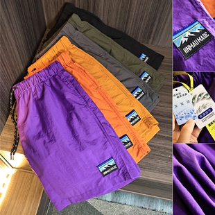 沙滩裤 纯色山系户外运动休闲短裤 金属感面料 男士 夏季 拳击系列