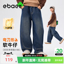 男女童加厚抑菌弯刀长裤 ebaer儿童加绒牛仔裤 新款 2025冬装 休闲裤