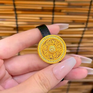 徽镶八宝罗盘手表手链 越南沙金古法复古男女款皮带表盘手饰