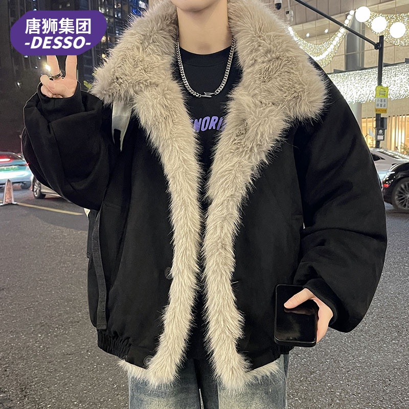 唐狮集团DESSO座山雕夹克男2025年新款冬季加棉加厚立领外套棉服