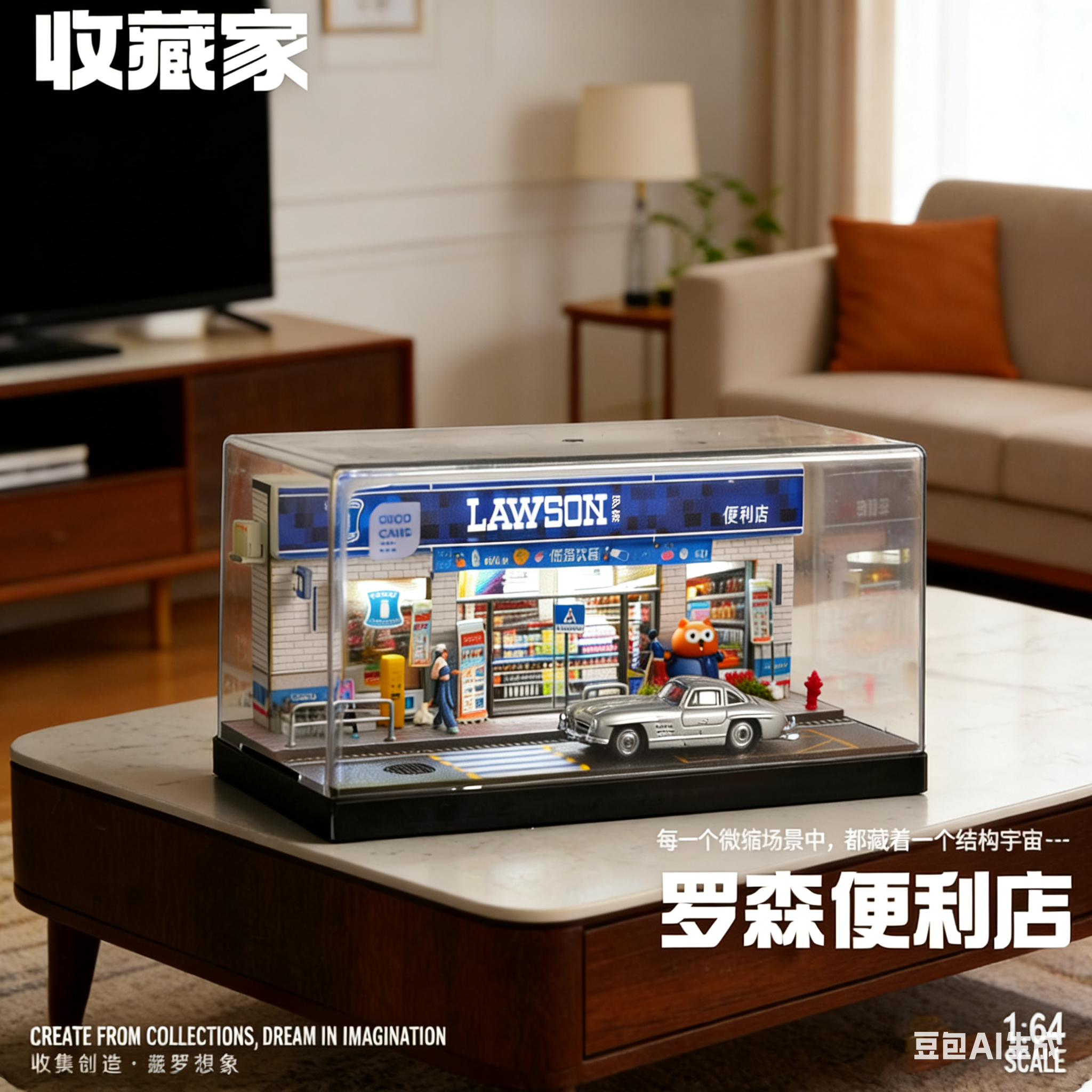 164罗森便利店带灯合金车模