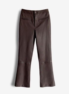 真皮皮裤2026春季新款弹力皮中腰显瘦微喇绵羊皮百搭修身九分裤女