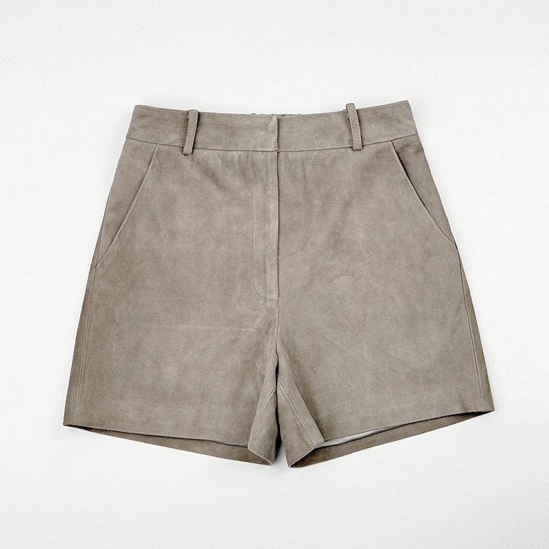 真皮皮裤  女款英伦风百搭头层山羊反绒后松紧腰休闲百搭短裤,女装/女士精品,皮裤,淘宝优惠券,粉丝福利购,淘宝优惠卷