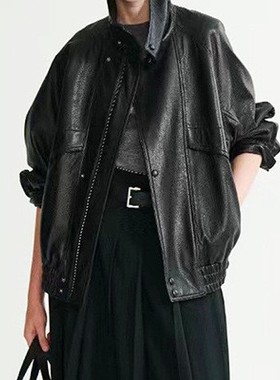 真皮皮衣秋冬新西兰泡皮立翻领进口中长机车宽松阔版夹克外套