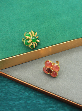 戒指春季新品红色果冻琉璃戒指