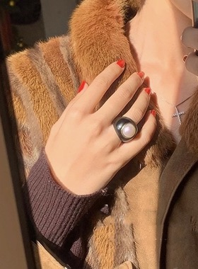 虎眼石复古时尚美拉德戒指秋冬