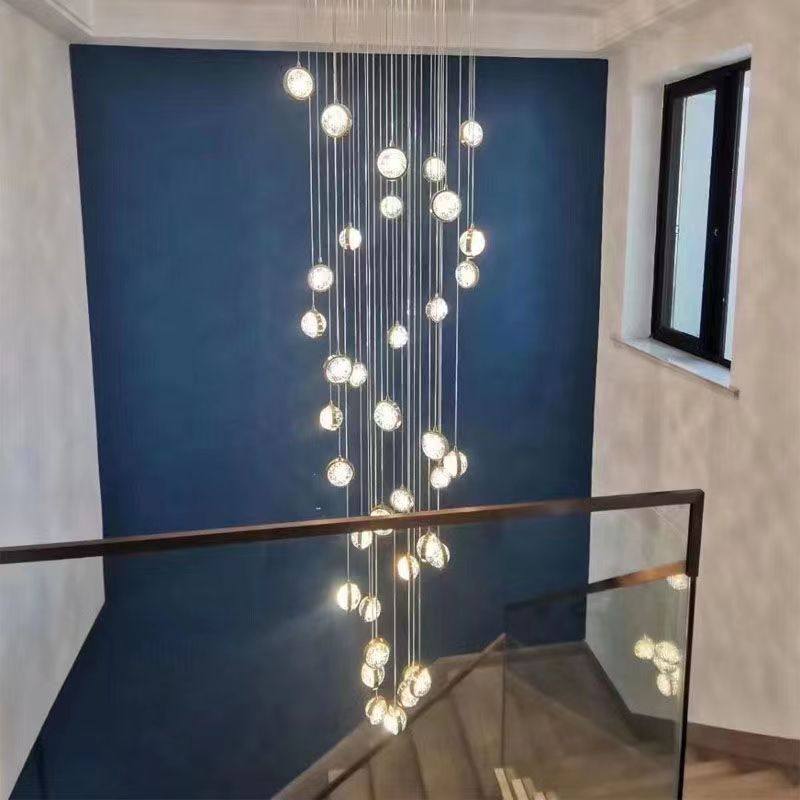复式旋转水晶楼梯吊灯现代轻奢气泡圆球简约跃层loft小公寓长吊灯,家装灯饰光源,LOFT/复式住宅/楼梯吊灯,淘宝优惠券,粉丝福利购,淘宝优惠卷