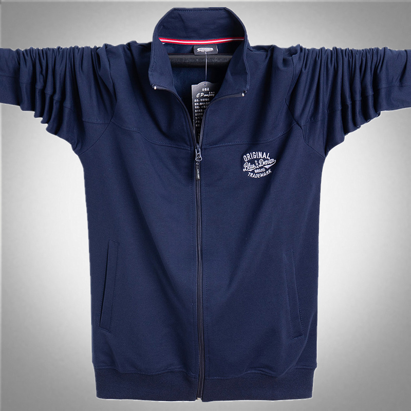 春秋季薄款运动宽松夹克衫男士拉链跑步徒步外套肥佬拉链开衫卫衣