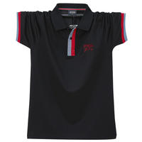 Fat men, plus-size short-sleeved T-shirt with a collar, business blue work uniform, American-style half-sleeved pure cotton top garment thumbnail 4