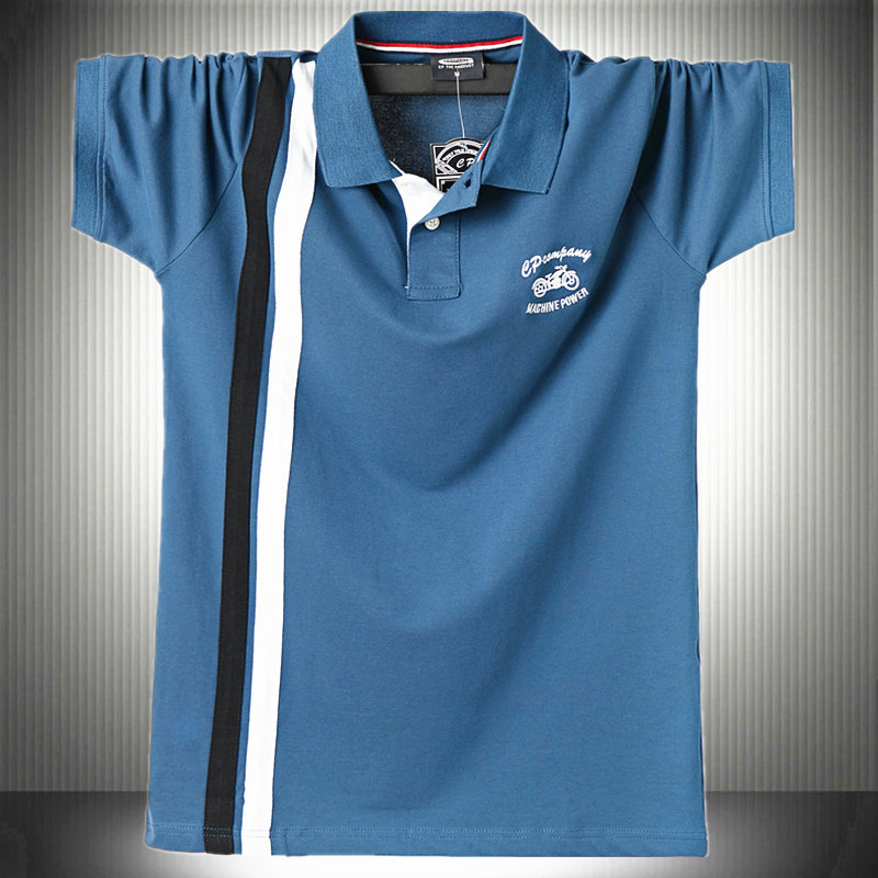 潮流POLO衫蓝色美式休闲短袖体恤