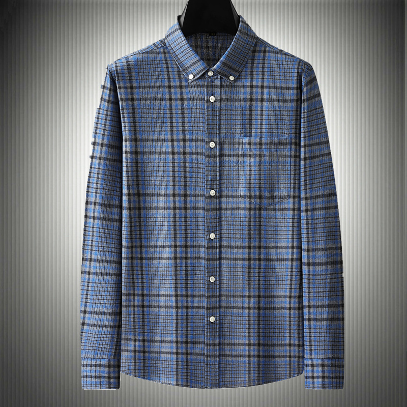 【真口袋】加大码宽松格子衬衫