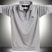 爸爸宽松运动衫 立领卫衣春秋棉外套T恤胖人超大码 半高领长袖 男士