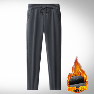 2025新款秋冬加绒休闲运动裤简约直筒宽松卫裤大码肥佬9XL裤子男